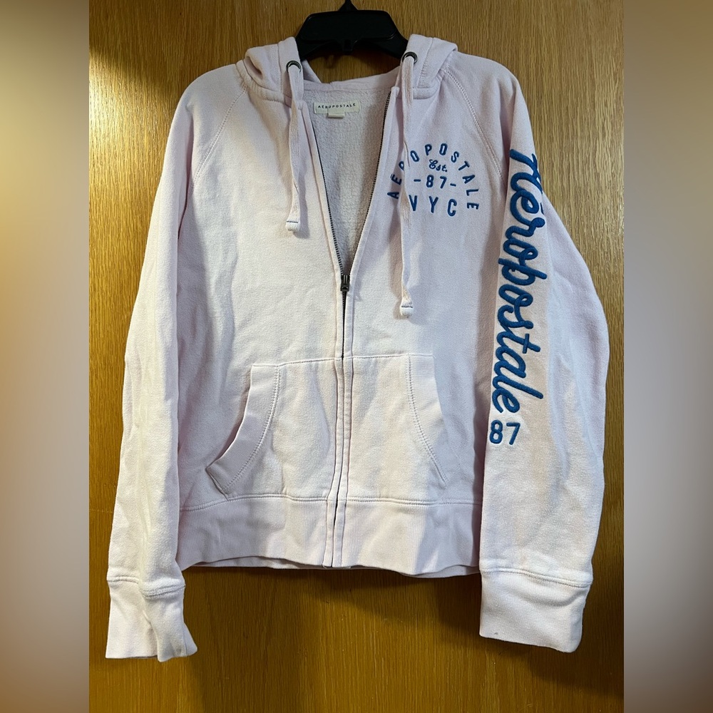 Aeropostale Pink Hoodie with Blue Logo